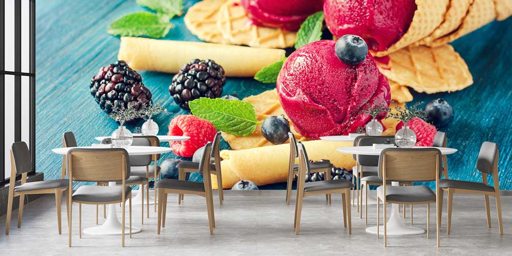 cafe-wallpaper-art-decor-12344-02 Dondurma ve Meyve Desenli Duvar Kağıdı 12344