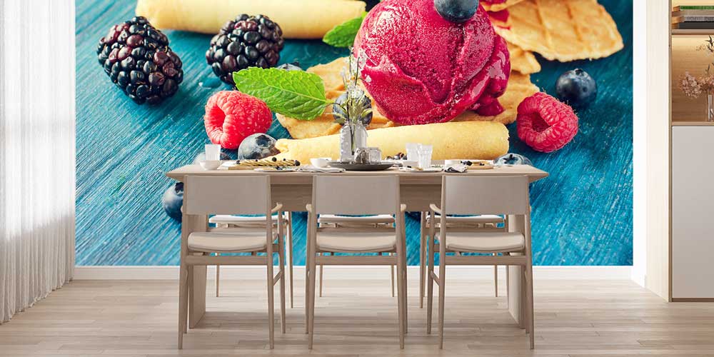 cafe-wallpaper-art-decor-12344-03 Dondurma ve Meyve Desenli Duvar Kağıdı 12344