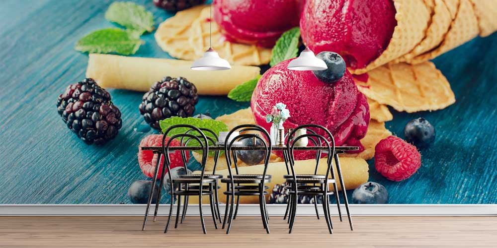 cafe-wallpaper-art-decor-12344-04 Dondurma ve Meyve Desenli Duvar Kağıdı 12344