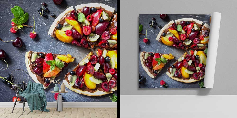 Meyveli Pizza Desenli Duvar Kağıdı 12341
