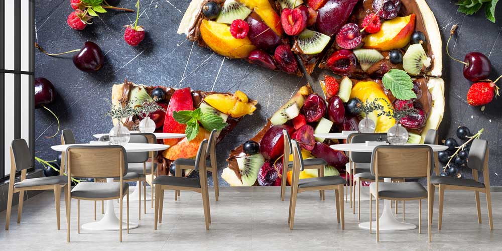 Meyveli Pizza Desenli Duvar Kağıdı 12341