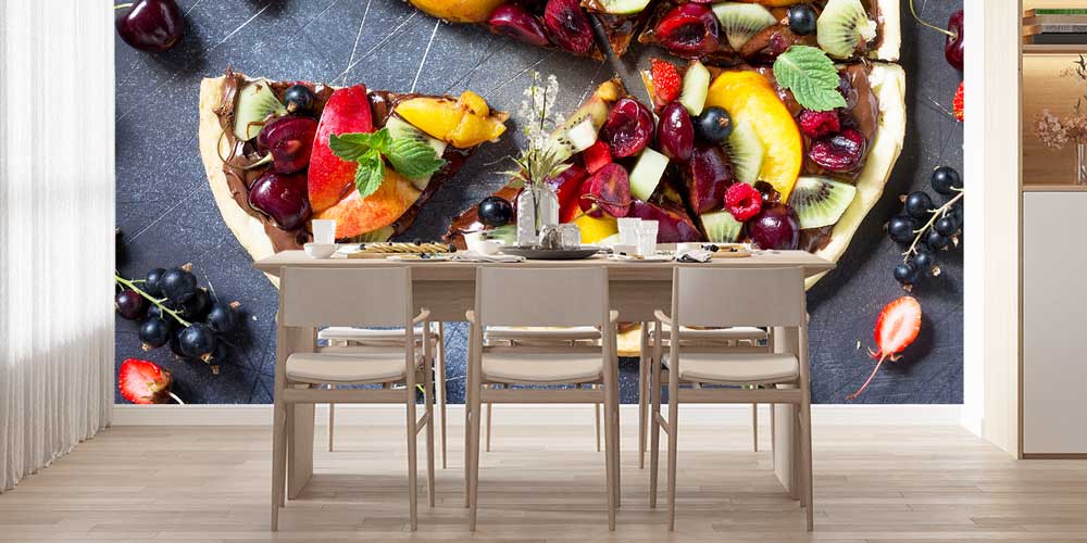 Meyveli Pizza Desenli Duvar Kağıdı 12341