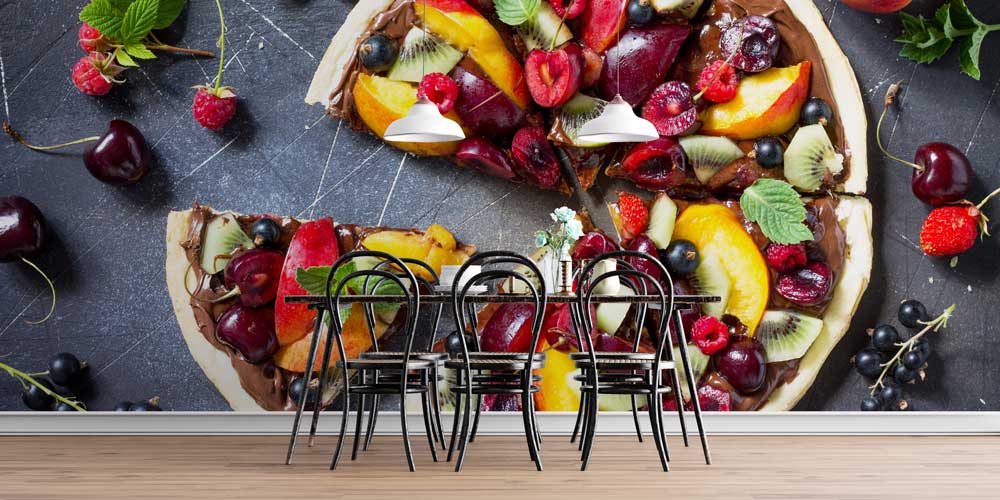Meyveli Pizza Desenli Duvar Kağıdı 12341