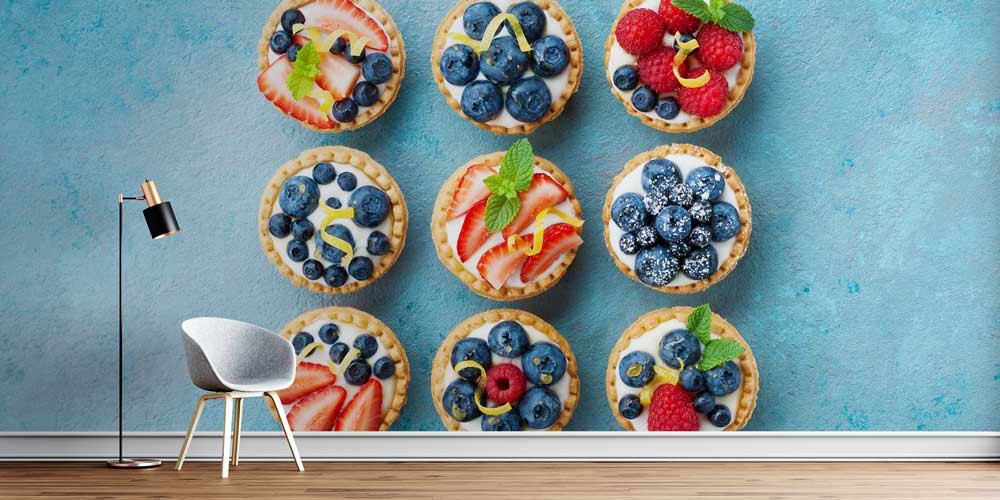 cafe-wallpaper-decoration-12348-00 Meyveli Tart Desenli Kafe Duvar Kağıdı 12348