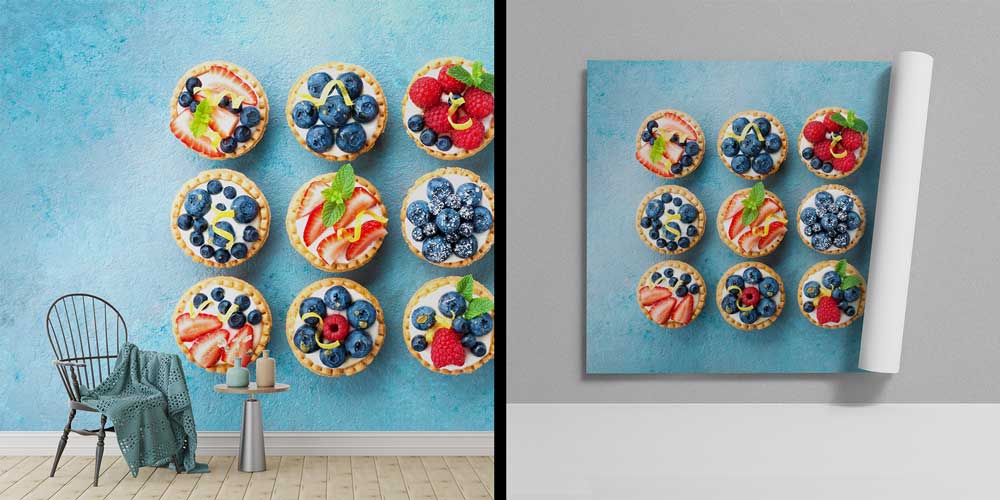 Meyveli Tart Desenli Kafe Duvar Kağıdı 12348