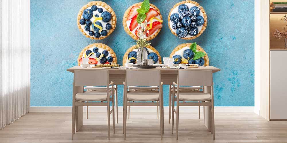 Meyveli Tart Desenli Kafe Duvar Kağıdı 12348