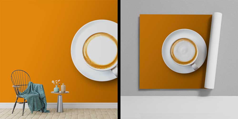 Cappuccino Fincanı Desenli Kafe Duvar Kağıdı 12355