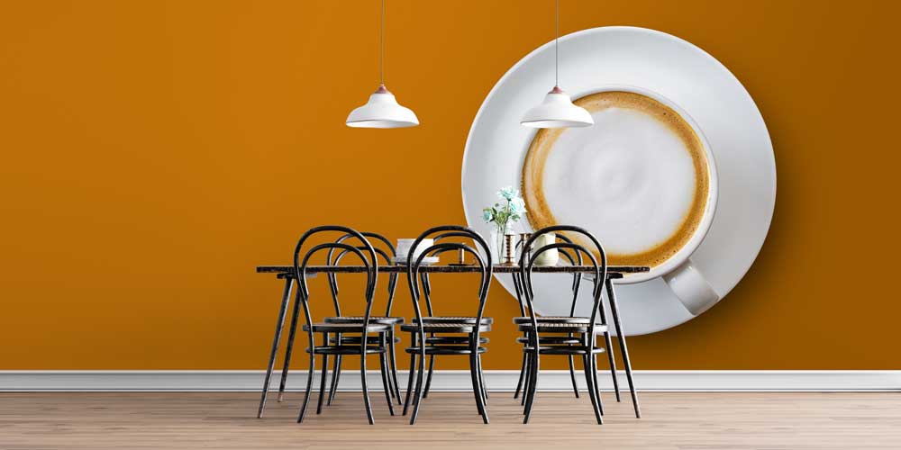 Cappuccino Fincanı Desenli Kafe Duvar Kağıdı 12355