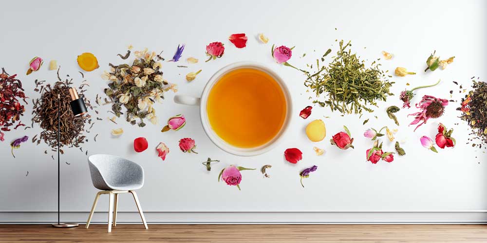 cafe-wallpaper-wall-art-12360-00 Bitki Çayları ve Çiçek Desenli Kafe Duvar Kağıdı 12360