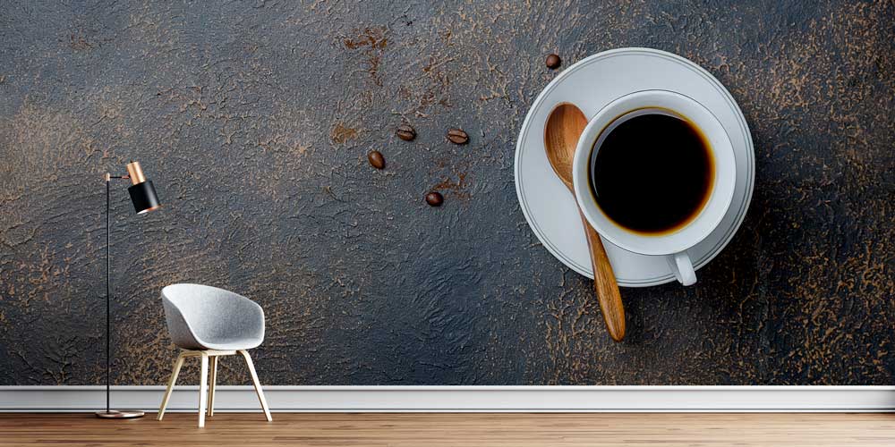 Kahve Fincanı Desenli Kafe Duvar Kağıdı 12352