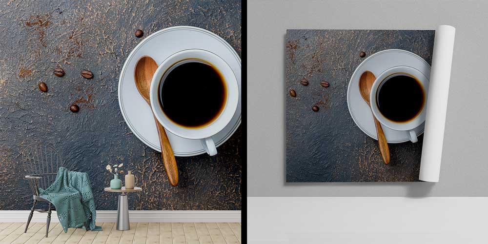 Kahve Fincanı Desenli Kafe Duvar Kağıdı 12352