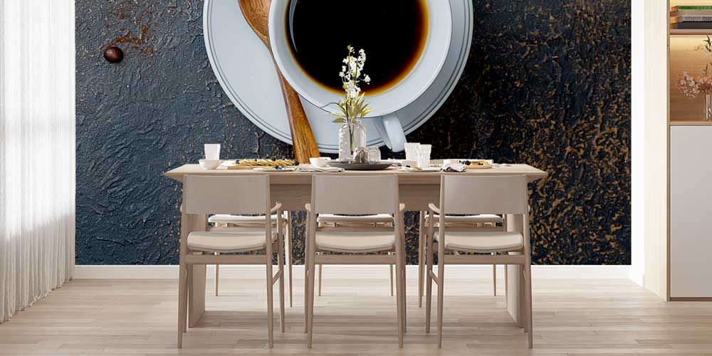 Kahve Fincanı Desenli Kafe Duvar Kağıdı 12352