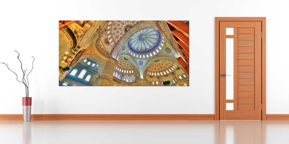 cami-duvar-tablolari-11464-02 İstanbul Cami İç Mekân Kubbe Detaylı Büyük Ebatlı Duvar Dekoru – 11464