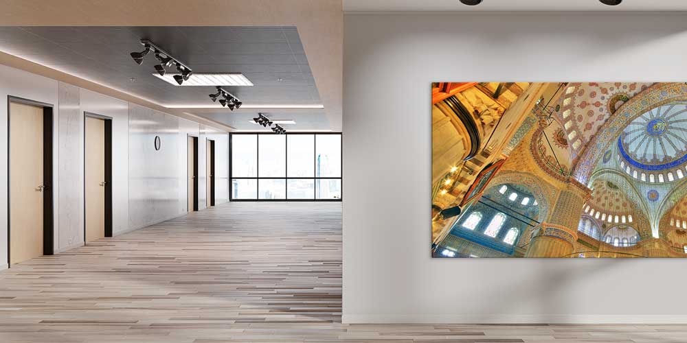 cami-duvar-tablolari-11464-04 İstanbul Cami İç Mekân Kubbe Detaylı Büyük Ebatlı Duvar Dekoru – 11464