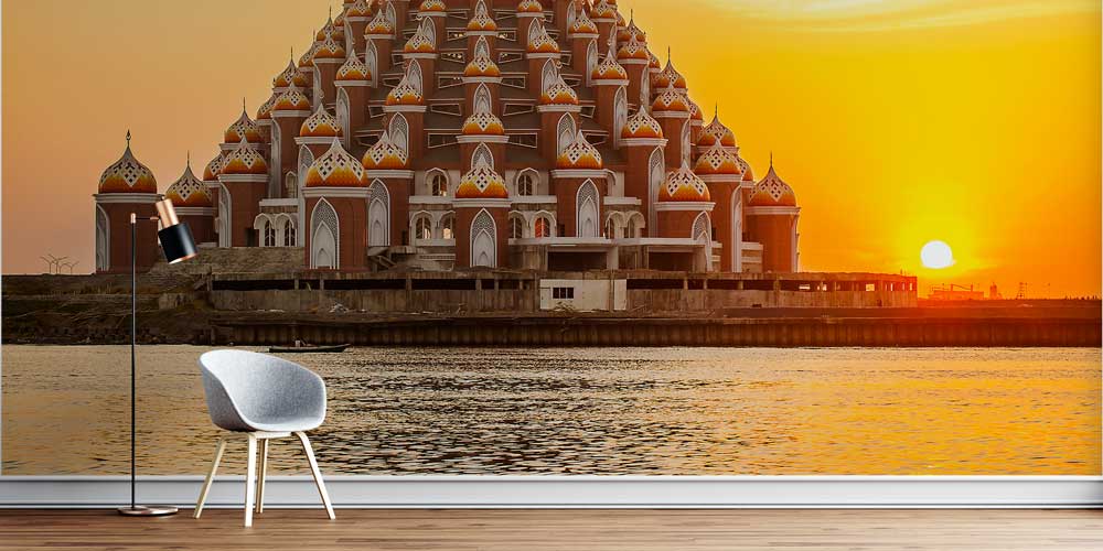 cami-islam-duvar-sanati-10438-0 99 Kubbeli Gün Batımı Cami Duvar Kağıdı 10438