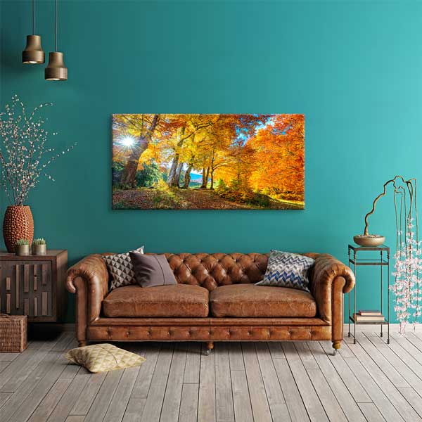 Sonbahar Işığı Altında Orman Yolu Kanvas Tablo – 13722
