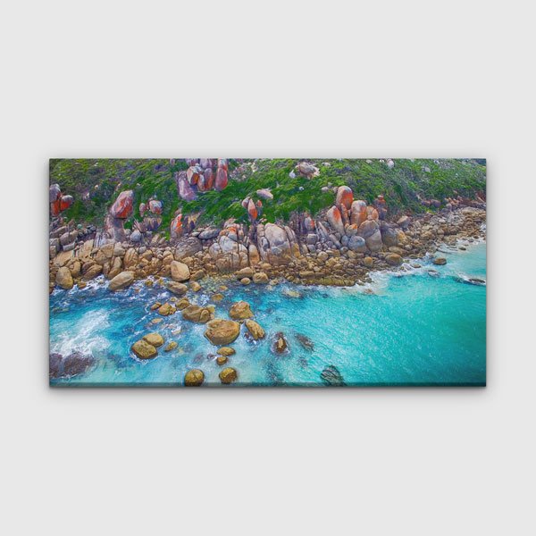 Kayalık Kıyı ve Turkuaz Deniz Fotoğraf Sanatı Kanvas Tablo – 13752