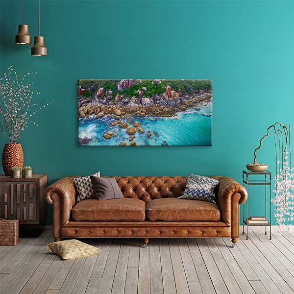 Kayalık Kıyı ve Turkuaz Deniz Fotoğraf Sanatı Kanvas Tablo – 13752