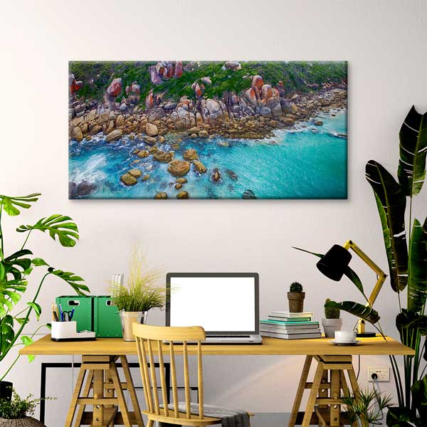 Kayalık Kıyı ve Turkuaz Deniz Fotoğraf Sanatı Kanvas Tablo – 13752
