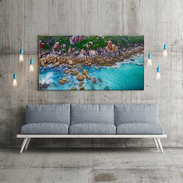 Kayalık Kıyı ve Turkuaz Deniz Fotoğraf Sanatı Kanvas Tablo – 13752