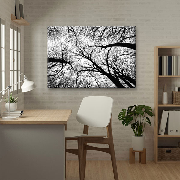 Siyah Beyaz Ağaç Dalları Perspektif Kanvas Tablo 2193