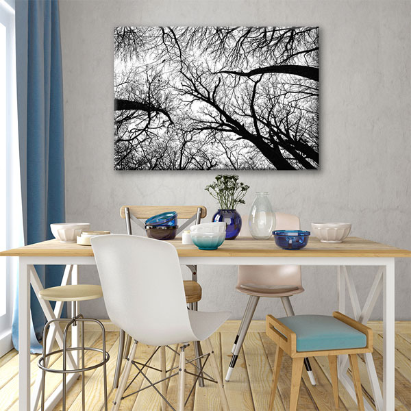 Siyah Beyaz Ağaç Dalları Perspektif Kanvas Tablo 2193