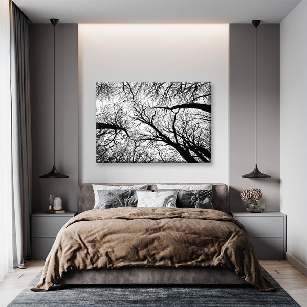 Siyah Beyaz Ağaç Dalları Perspektif Kanvas Tablo 2193