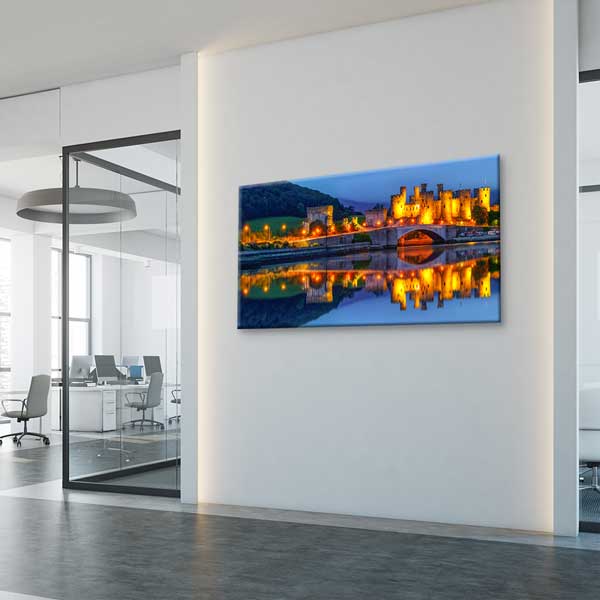 Gece Işıklı Tarihi Kale ve Köprü Kanvas Tablo – 13745