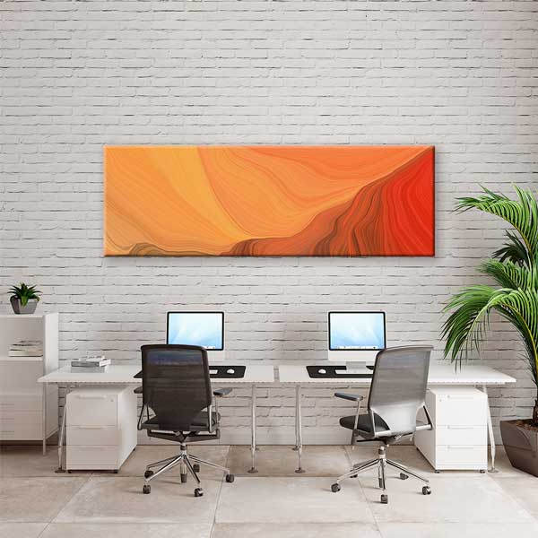 Turuncu Kırmızı Soyut Dalga Kanvas Tablo 13787