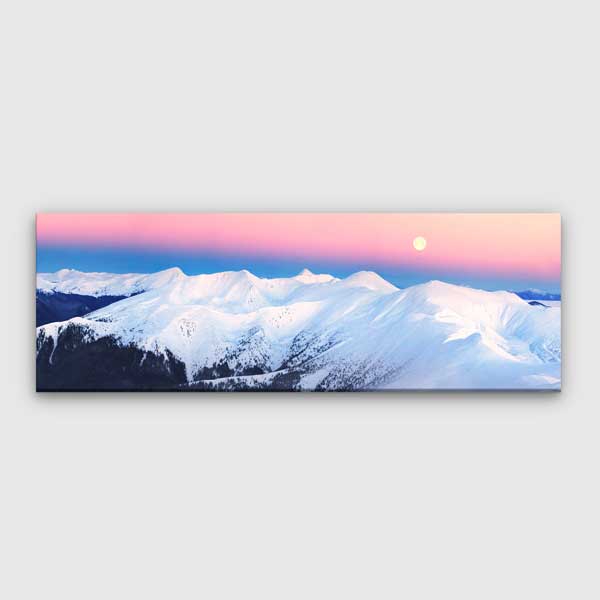Karlı Dağlar ve Dolunay Manzaralı Kanvas Tablo 13800