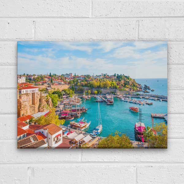 Kıyı Yerleşimi ve Marina Manzarası Kanvas Tablo 12018