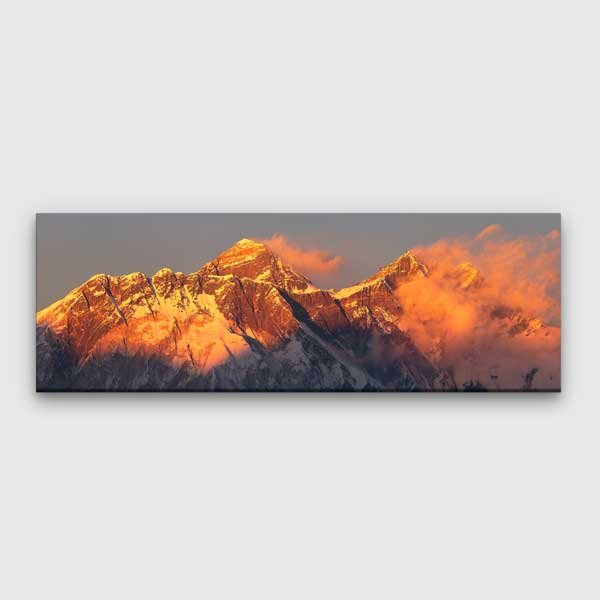 Gün Batımında Dağ Zirvesi Panoramik Manzara Kanvas Tablo 13786