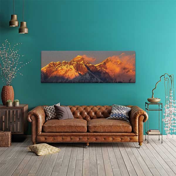 canvas-decoration-13786-01 Gün Batımında Dağ Zirvesi Panoramik Manzara Kanvas Tablo 13786