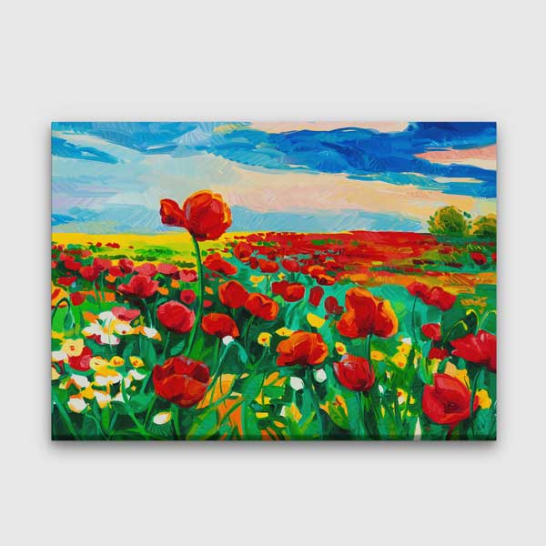 Renkli Gelincik Tarlası Desenli Kanvas Tablo 4220
