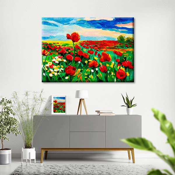 Renkli Gelincik Tarlası Desenli Kanvas Tablo 4220