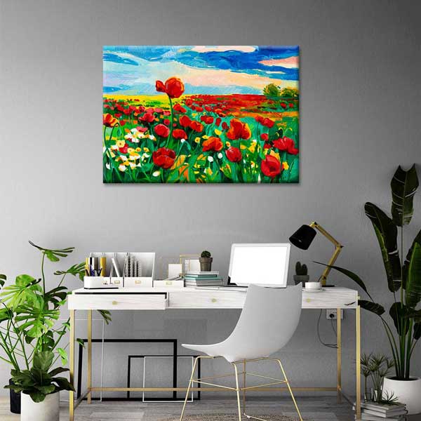 Renkli Gelincik Tarlası Desenli Kanvas Tablo 4220