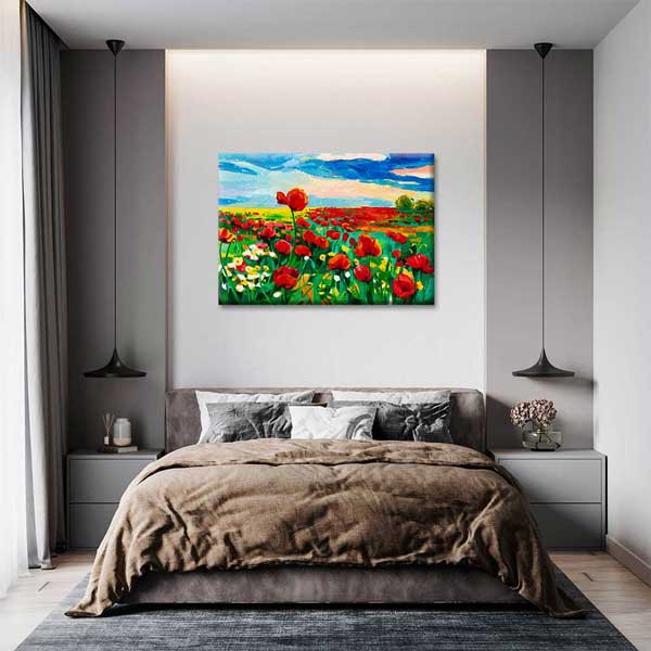 Renkli Gelincik Tarlası Desenli Kanvas Tablo 4220