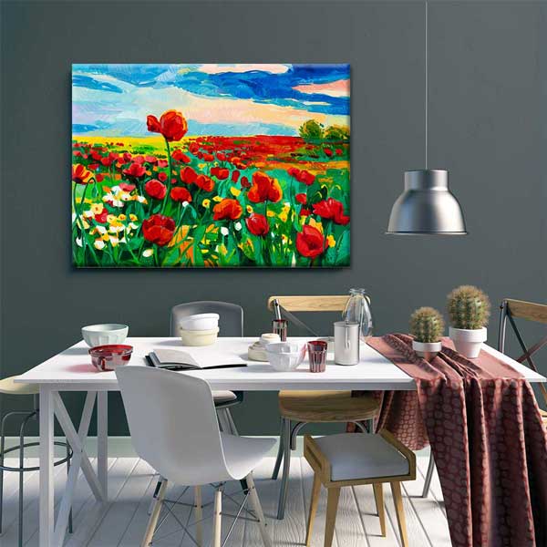 Renkli Gelincik Tarlası Desenli Kanvas Tablo 4220