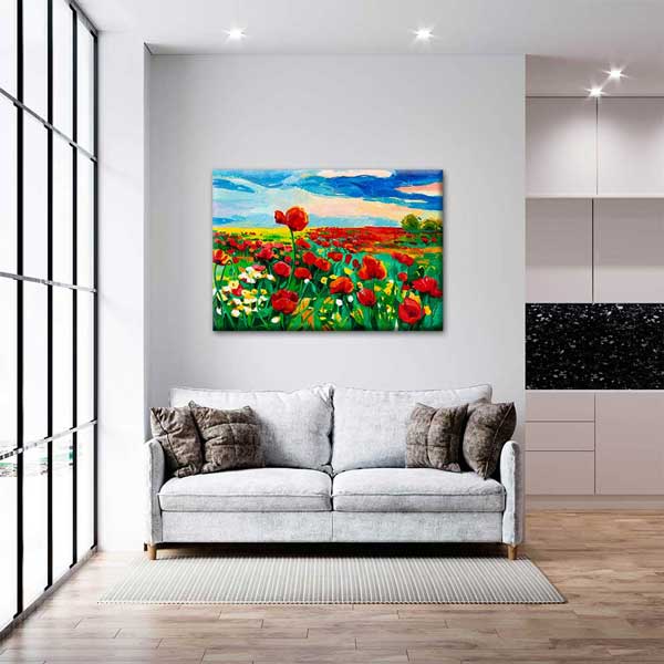 Renkli Gelincik Tarlası Desenli Kanvas Tablo 4220