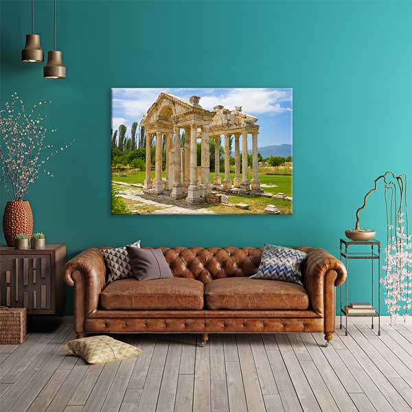 Antik Sütunlu Taş Yapı Manzaralı Duvar Tablosu Kanvas Tablo 12002