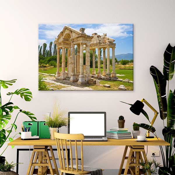Antik Sütunlu Taş Yapı Manzaralı Duvar Tablosu Kanvas Tablo 12002