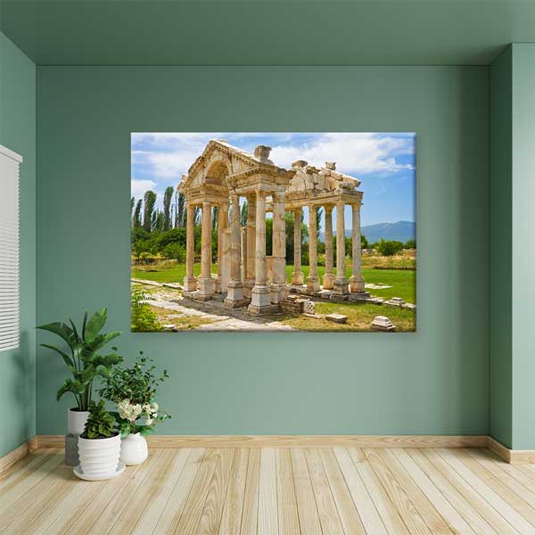 Antik Sütunlu Taş Yapı Manzaralı Duvar Tablosu Kanvas Tablo 12002