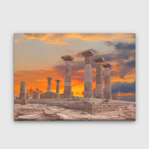 Antik Sütunlar ve Gün Batımı Manzaralı Kanvas Tablo 12006
