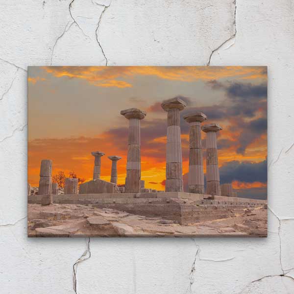 Antik Sütunlar ve Gün Batımı Manzaralı Kanvas Tablo 12006