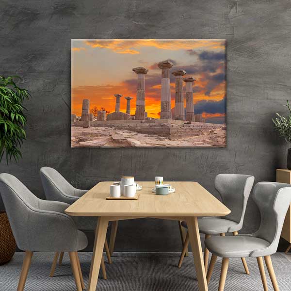 Antik Sütunlar ve Gün Batımı Manzaralı Kanvas Tablo 12006