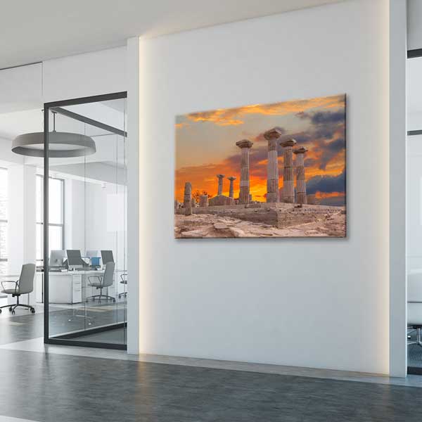 Antik Sütunlar ve Gün Batımı Manzaralı Kanvas Tablo 12006