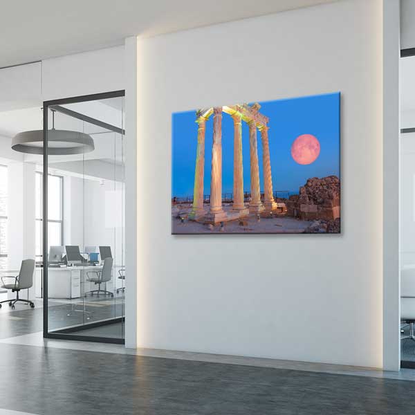 Dolunay Altında Antik Sütunlar Manzaralı Duvar Tablosu Kanvas Tablo 12007