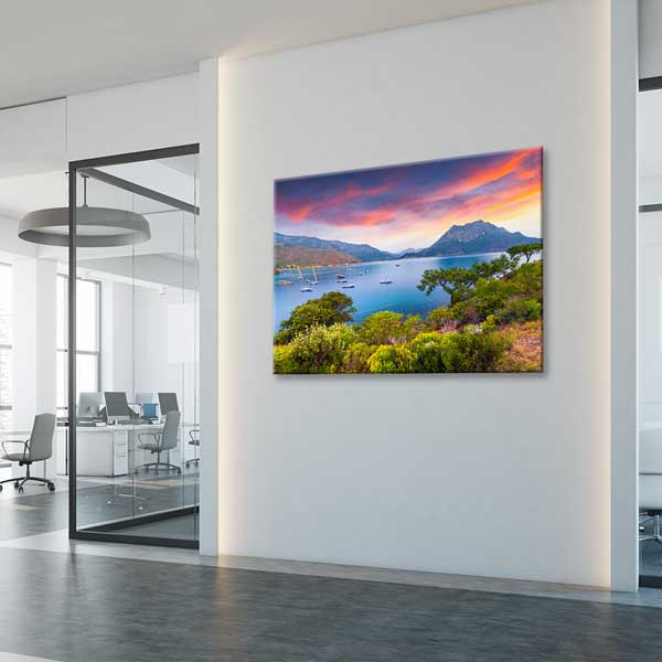 Gün Batımında Koy ve Dağ Manzarası Kanvas Tablo 12019