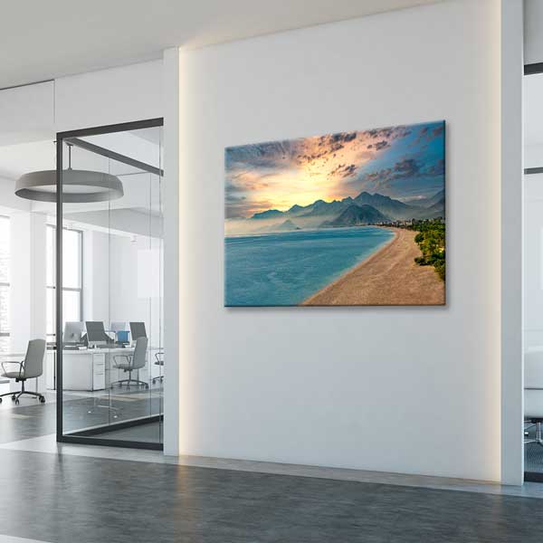 Kumsal Kıyı ve Dağ Silueti Kanvas Tablo 12020