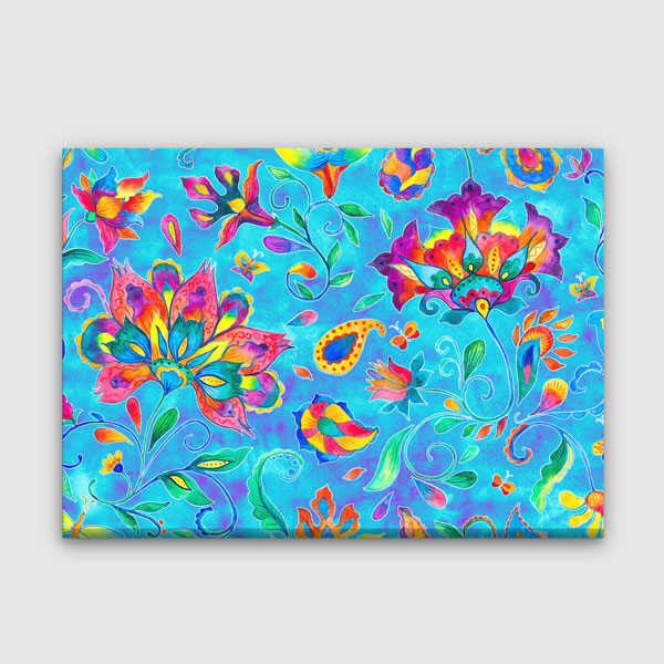 Geleneksel Türk Çiçek Motifli Renkli Duvar Tablosu Kanvas Tablo 12128